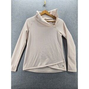 Apana Womens Fleece Lined Sweater Size XS Pink Asymmetrical Zip Mock‎ Neck